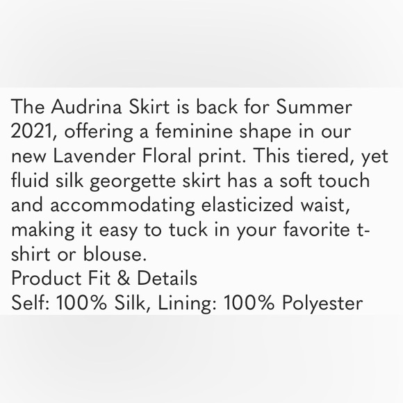 (A7) Generation Love Audrina Skirt Lavender Floral, Size XS, NWT - Picture 6 of 13